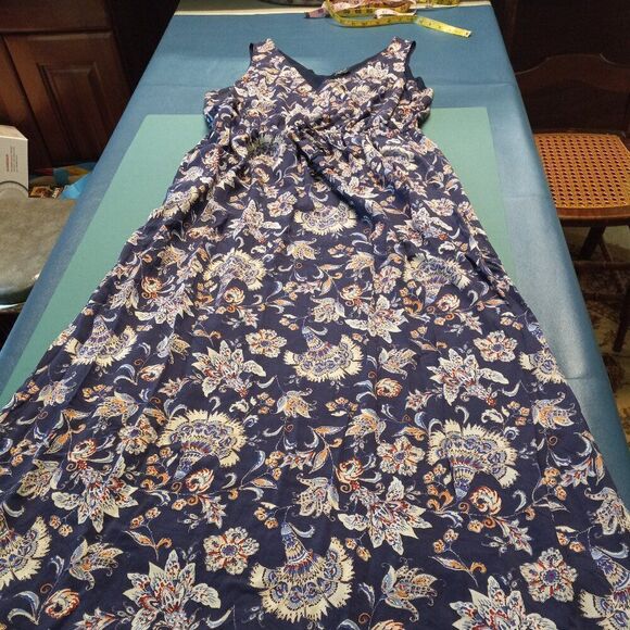 Licky Brand Lg Floral Lightweight Thin Straps Draw String Waist Maxi Dress - Picture 1 of 7